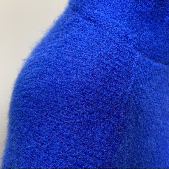 Christian Siriano Knit Cardigan Sweater M Cobalt Blue Wool Blend Fuzzy Top - Picture 7 of 13